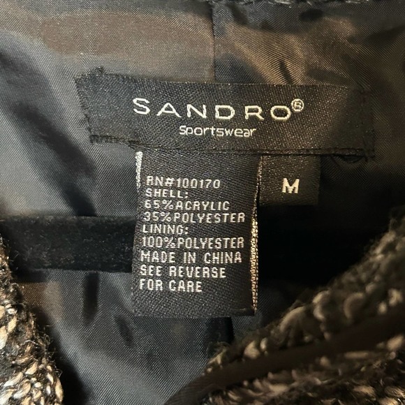 Sandro Black Grey Blazer with Button Closure Bow Tie Size - Picture 4 of 9